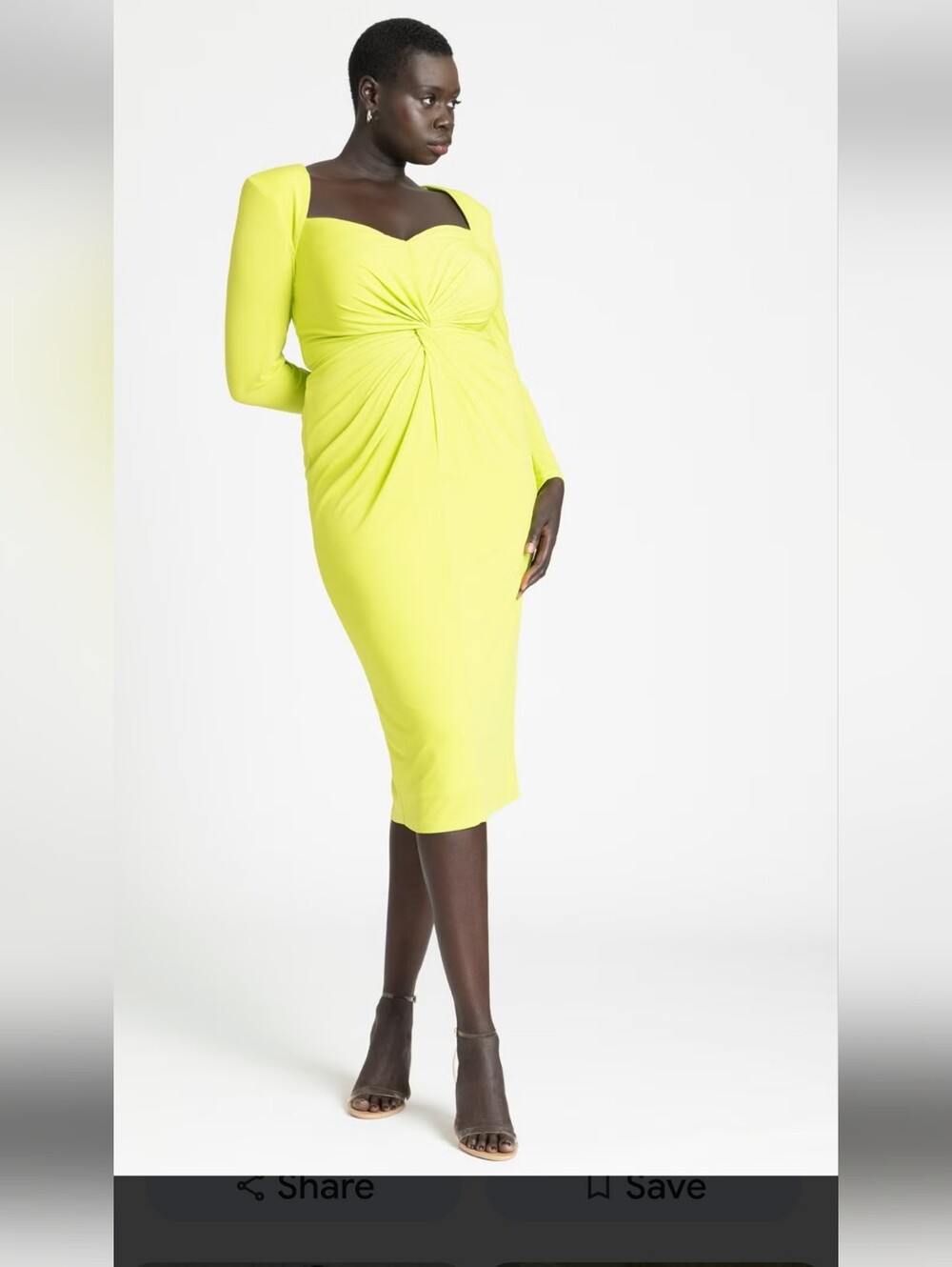 ELOQUII Lime Green Twist-Front Long Sleeve Midi Dress Size 24